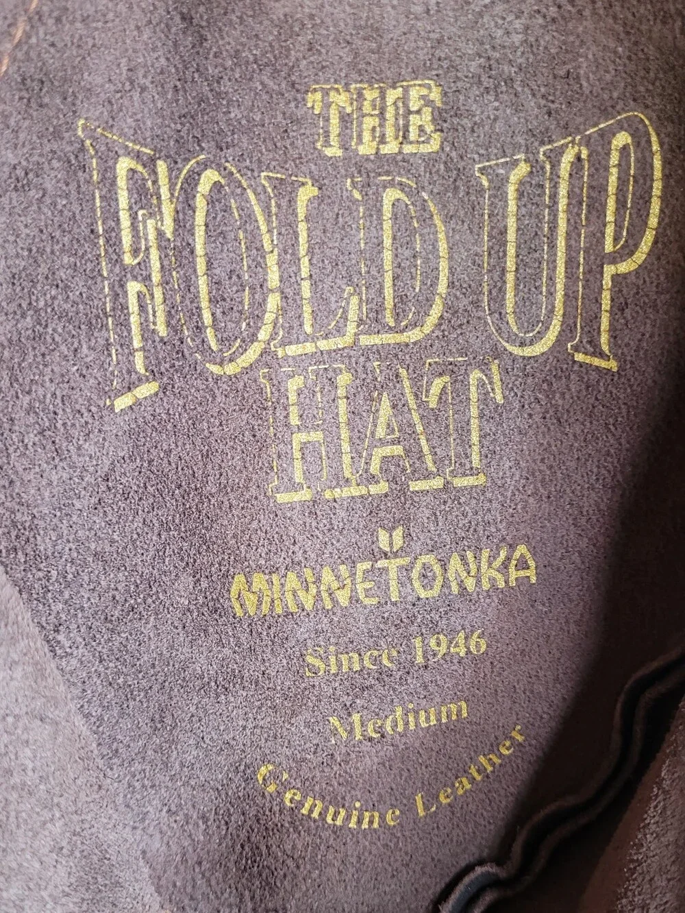 Minnetonka Brown Leather Fold Up Hat